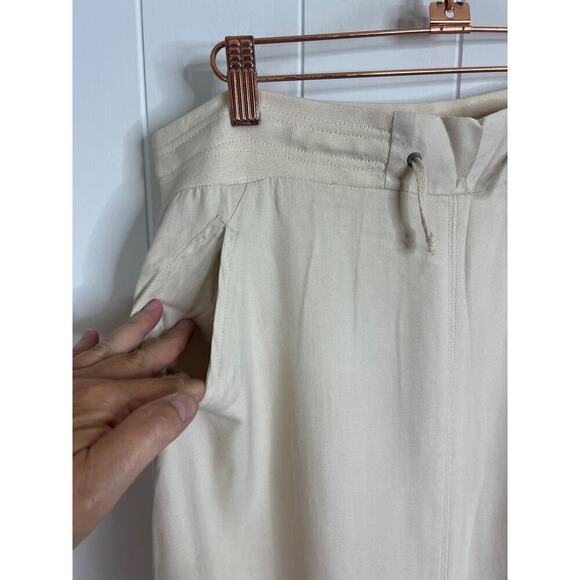 Da Nang Surplus 100% Silk Midi Length Cargo Drawsting Skirt in Cream Size Large - Picture 5 of 9